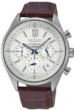Seiko Neo Sports Chronograph SSB157 P1 Silver Dial Brown Leather Men's Quartz Analog Watch