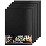 GuangTouL BBQ Grill Mat Pack of 5,Non-stick Barbecue Grill Pad and Baking Oven Mat,Reusable and Easy to Clean BBQ Accessories for Gas, Charcoal, Electric Grills( Black 15.74 x 12.99 Inch)