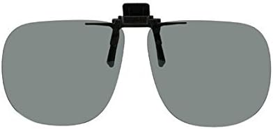 Plastic Clip on Flip up Sunglasses, Polarized Grey, 64mm Wide X 56mm High (147mm Wide) by Opsales