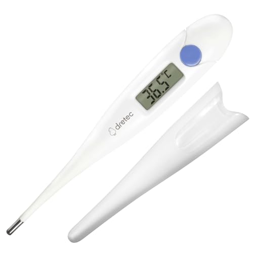 dretec(ドリテック) 体温計 予測式15秒検温 早い 赤ちゃん 子ども スピード 電子体温計 わき用 先が曲がる やわらかタッチ ケース付き 抗菌樹脂 デジタル ブルーパープル