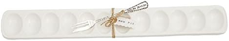 Deviled Egg Tray Set with Stamped Fork "Feeling Devilish". 19 1/2" x 2 3/4".