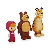 Маша и медведь Masha and the Bear.[RusToyShop] 3psc squeak Masha and the Bear Bath Toys tiger , Masha Russian Cartoon, Toy Rubber 14 Cm Gift