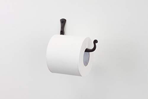RTZEN Straight Decorative Wrought Iron Toilet Paper Hanger | Wall Mount Handmade TP Roll Holder | Mounted Black Forged Rod Metal Décor | Modern Retro Authentic Rot Handcrafted | Easy Installation - Thumbnail 2