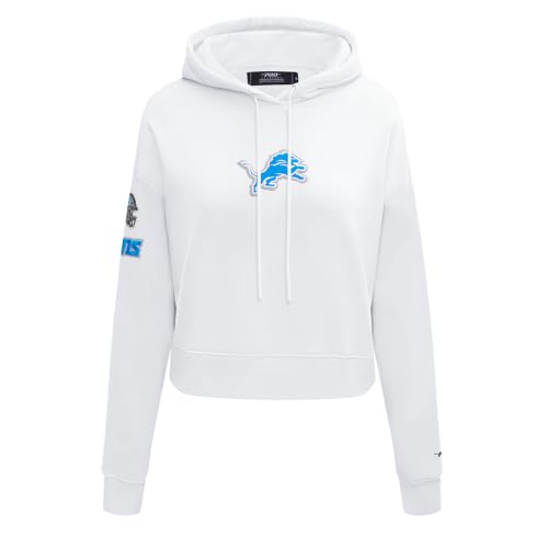Pro Standard Womens NFL Detroit Lions Classic Chenille Cropped Kapuzensweatshirt WeiĂź L