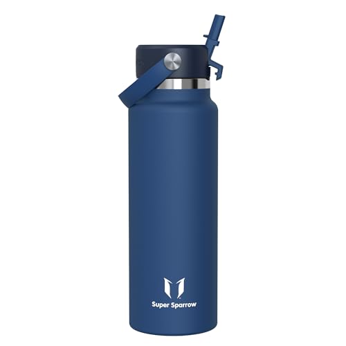 Sparrow Trinkflasche Edelstahl 1.2L - Weiter Öffnung SwivelSip Thermosflasche mit Strohhalm - BPA-frei, Auslaufsicher Trinkflaschen - Ergonomisch Ther