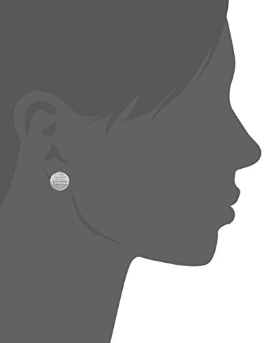 T Tahari Half Pave Mini Disc Buttoned Ear Silver Stud Earrings