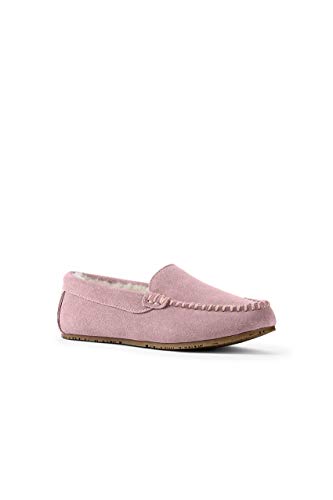 Lands' End Women's Suede Moccasin Slippers, Washed Pink, 7 - Thumbnail 2