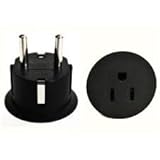 2-PACK EMB-11B - Grounded Europe Adapter - USA to Europe Heavy Duty Adaptor Plug German Schuko