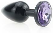 HongDLi Multicolor Stainless Steel A-n-a-l Bu-tt Pl-ug Base With Jewelry Birth Stone Butt-Anal-Play(Black)(S Size)
