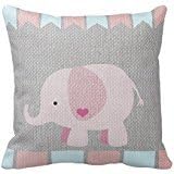 Decorative Cushion Cover Girls &amp; Baby Gray &amp; Pink Elephant Pillow Cover 20X20 Pillow Cover 20X20