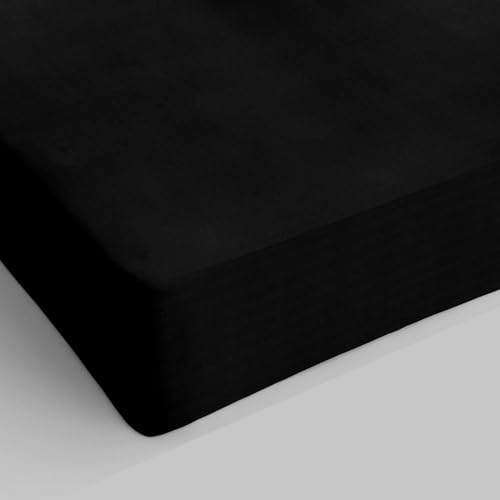 Italian Bed Linen Max Color Fitted Sheet with Corner, Black, French size small double