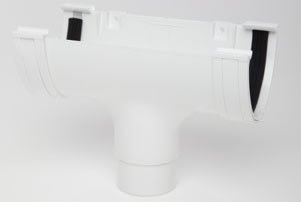 Polypipe Polyflow Deep Capacity [White] Running Outlet RD505 for 117mmx 75mm PVCu Half Round deepline guttering Systems