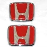 WZ 1pc Red FRONT + 1pc BACK REAR EMBLEM SET FIT FOR ACURA INTEGRA RSX TYPE R PRELUDE ACCORD CIVIC H0NDA
