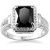 Trineybell shop Women Fashion Jewelry 925 Sterling Silver Black Onyx Wedding Engagement Ring (7)