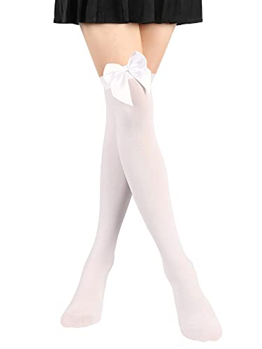 SATINIOR Knee High Socks with Bow White Stockings Black Stockings Women Thigh High Socks