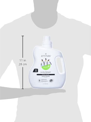 ATTITUDE LIQUID LAUNDRY DETERGENT, EWG VERIFIED, HE COMPATIBLE, PLANT-BASED & VEGAN, NATURAL LAUNDRY SOAP, UNSCENTED, 40 LOADS, 67.6 FL OZ