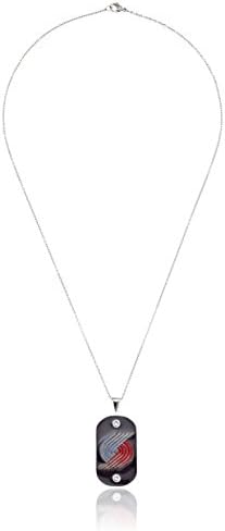NBA Jewelry "Portland Trail Blazers" Silver Plated Swarovski Dog Tag Pendant Necklace