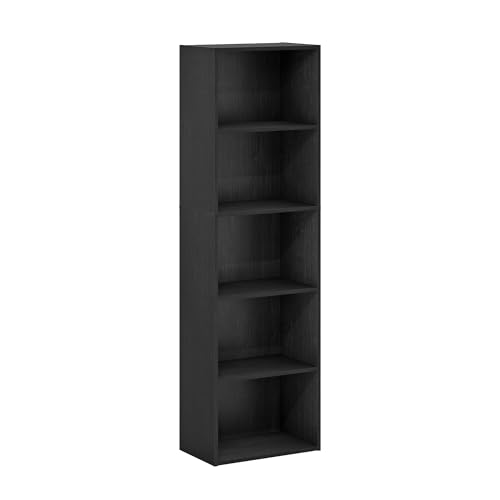 Furinno Luder 5 Tier Open Bookcase, Black Wood