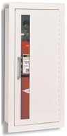 Jl Industries Fire Extinguisher Cabinet White, Fully Recessed, Flat Trim, Vertical Duo Door