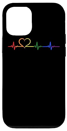 Gay Pride Heartbeat ECG Rainbow Heart CSD LGBT T-Shirt Case for iPhone 12/12 Pro