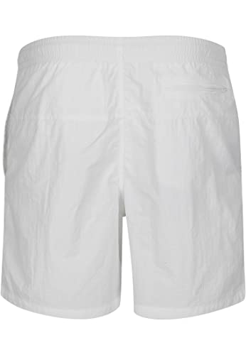 Herren Block Swim Shorts – Badeshorts mit Kordelzug & Taschen, schnelltrocknend, ideal für Strand, Pool & Urlaub,Weiß,M