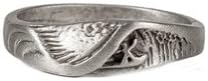 Strickly Boarding Company Ocean Surfer getting Tubed Mens Lead-free Pewter Wave Ring