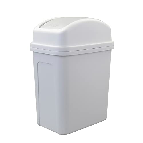 Ramddy 15 L Trash Can with Swing Lid, Plastic Garbage Bin, Gray