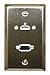 Theater-Pro 75-609 Stainless Steel Wall Plate With HDMI & VGA Feed Through Jacks