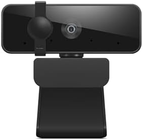 Lenovo HD 1080p Webcam (300 FHD)- Black w/ 95° Wide Angle, 360° Rotation Pan & Tilt, Dual Microphones, Privacy Shutter