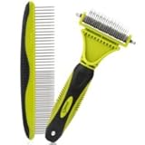 Pecute Dematting Comb Tool Kit - Double Sided Blade Rake Comb + Grooming Brush -