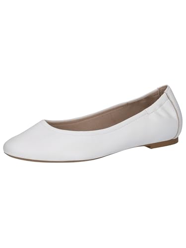 CAPRICE Donna Ballerine in Pelle Eleganti, Bianco (White Nappa), 37,5 EU