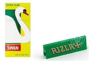 Rizla Green Rolling Papers and Swan Extra Slim Filter Tips (600)