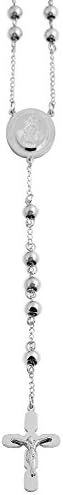 Akzent Rosary Stainless Steel Necklace Twist Chain, Colour Silver, Length 68 Cm/Thickness 6 mm Stainless Steel with Pendant