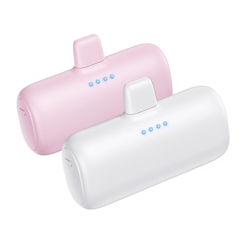 [2-Pack] Mini Portable Charger for iPhone,5200mAh Ultra Compact PD Fast Charging Power Bank,Plug-in Battery Pack Travel Cordless Phone Charger,Compatible with iPhone 14/14Pro/13/12/11/X/8/7/6plus etc