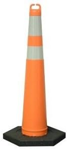 Plasticade 500-O-4-6 Cone with 2 Silver Collars, 6" Top Tier, 4" Next Tier, 42", Orange