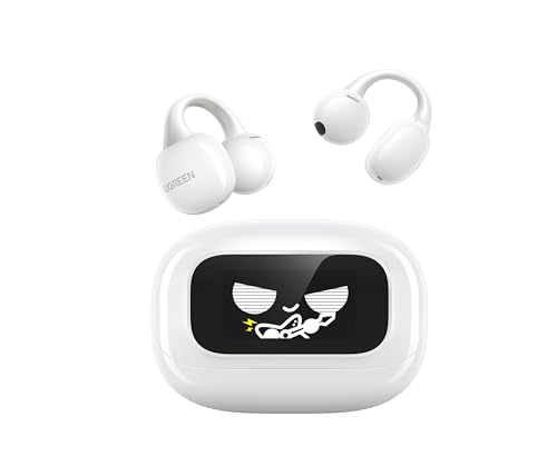 UGREEN Audífonos Inalámbricos Bluetooth 5.4 Oído Abierto con Pantalla Inteligente Táctil, Open-Ear 12 Funciones con Toque, 12 mm Diafragma, 110 ms Latencia Baja, Compatible con iPhone, Huawei, Xiaomi