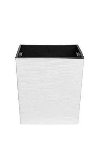 BJYX XXL Pflanzkübel Blumenkübel Pflanzgefäß 40x40x41 Matt Weiß Strukturiert Einsatz – Bild 2