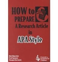 How to Prepare a Research Article in Apa Style