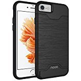iPhone 7 Case Cover - Noot Products Dual Layer Protective Case with Credit Card and ID Compartment and Kickstand - Black