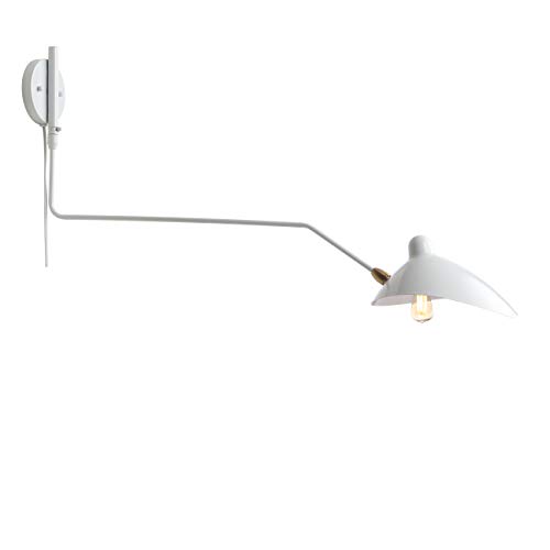JONATHAN Y 35" White/Brass Gold Retro Swing Arm LED Wall Sconce, Mid-Century Mo…