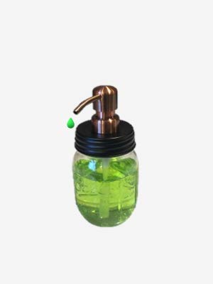 Industrial Rewind Mason Jar soap Dispenser - 16oz Clear Pint Ball Mason Jar with Black lid/Smooth Action Copper Pump - Thumbnail 2