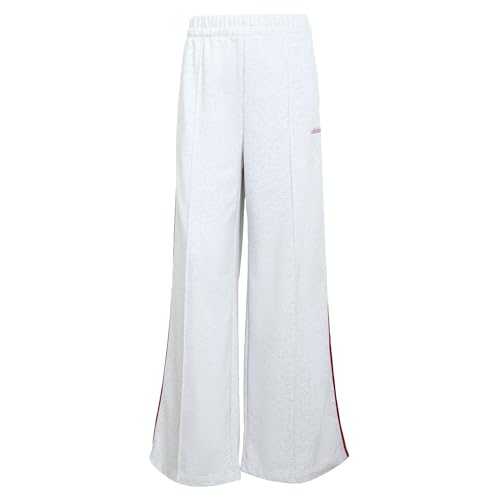 adidas Womens Seasonal Essentials Colorpop Pants with Embroidered Graphic, Light Grey Heather/Active Maroon, XXS