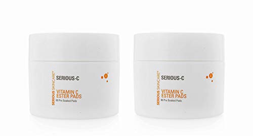 Serious Skincare Serious C Vitamin C Ester Pads DUO w/Green Toile Floral Cosmetic Bag
