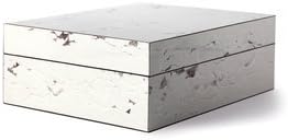 Carla Carstens White and Taupe Gray Vintage Stone Marble Acrylic Large Decorative Box with Lid