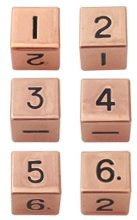 Metal Dice Set: 6 d6 16mm Dice: Copper