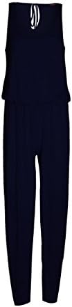 Forever Womens Plain Tie Back Sleeveless Puffball Jumpsuit (ML= (10 - 12), Navy)