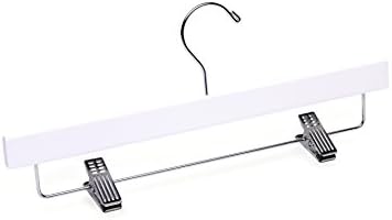 Adult White Bottom with Clips Wooden Hanger, Box of 50