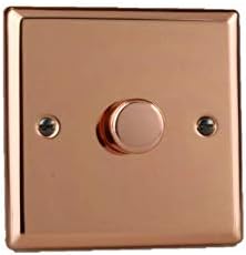 Varilight 1-Gang 2-Way V-Pro Push On/Off Rotary LED Dimmer 1 x 0-120W Polished Copper