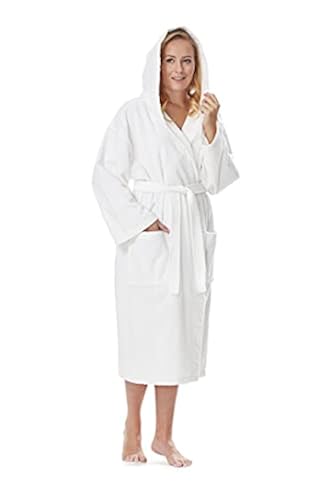 Arus Women's Hooded Classic Bathrobe Turkish Cotton Robe in