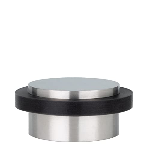Klebe-Tuerstopper | 45 x 20 mm | Schwarzer Gummi aus Natursilikon | Edelstahl AISI 304 | Finish Matt | Sehr gute Haftung | 100% zweckmaessig | Mod. I-203/35x19| EVI Herrajes